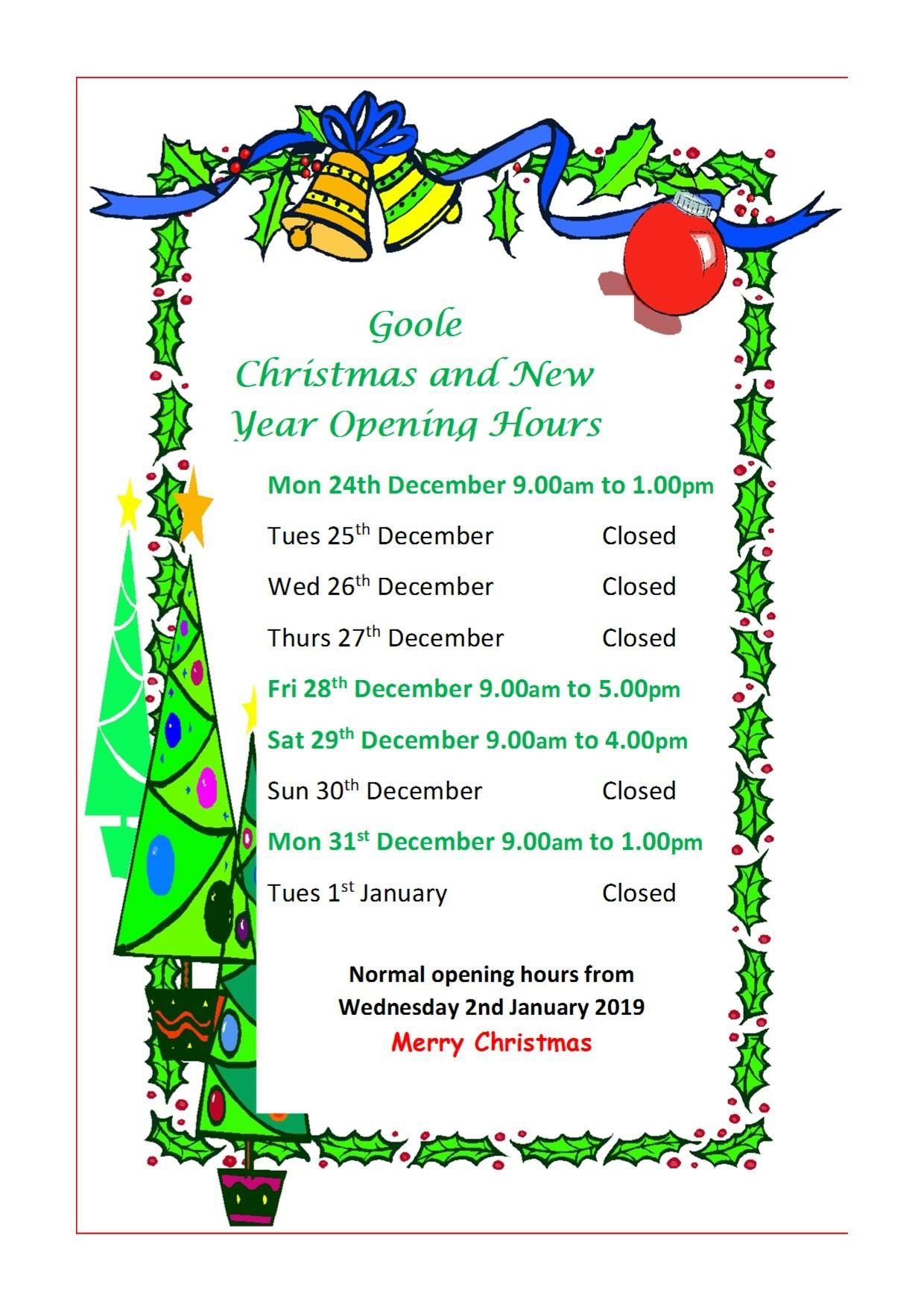 opening hours Goole